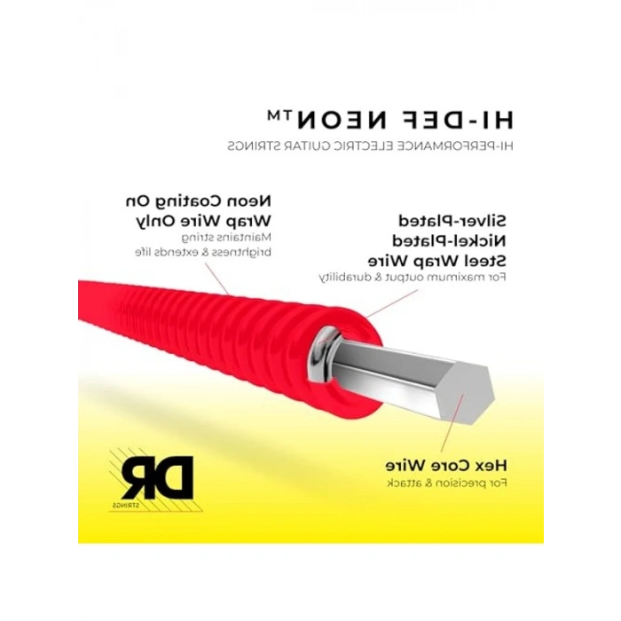 DR String NRE-10 Neon Kırmızı Tel E-Gitar NRE10 için