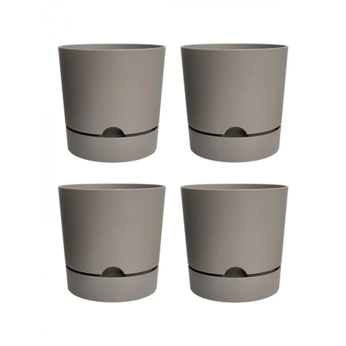 Drenajlı Plastik Çiçek Saksısı, 4 Adet, 25 cm, 9 Litre Kapasite