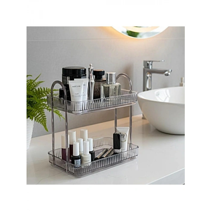 Duman Gri Renkli Banyo Düzenleyici Organizer Raf