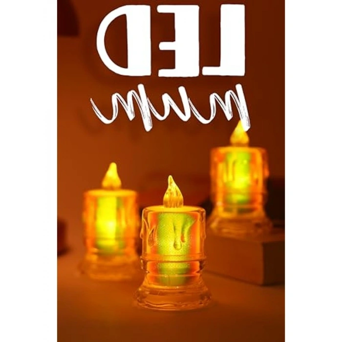 Dumansız Alevli 3 Adet Led Mum, Dekoratif Işık ve Pil Dahil