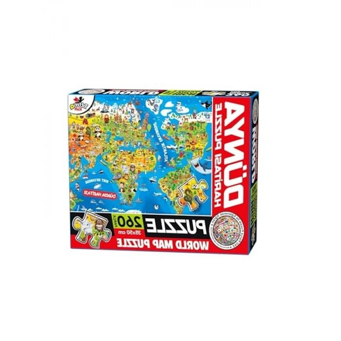 Dünya Haritası Temalı Eğlenceli Puzzle Seti