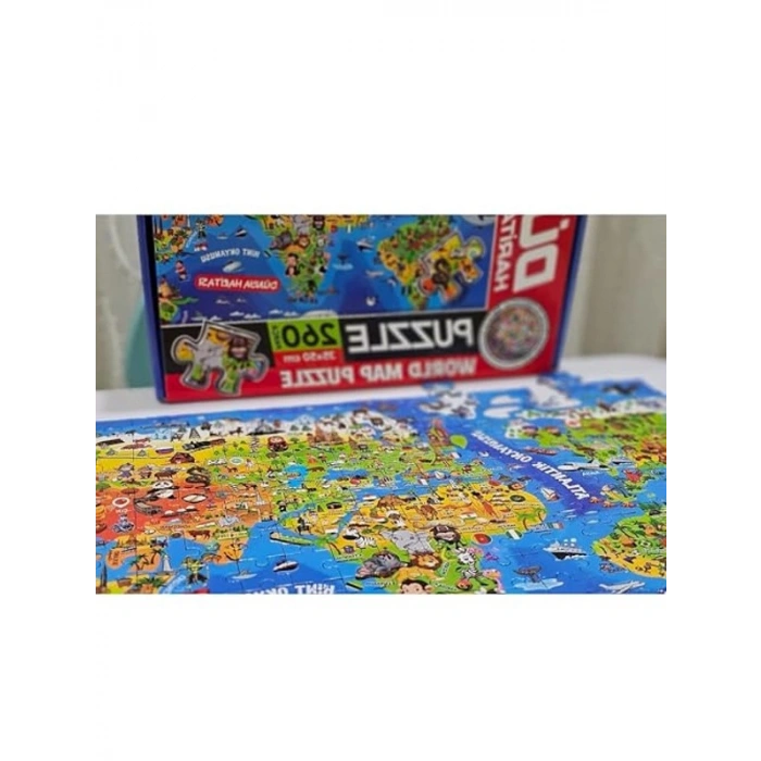 Dünya Haritası Temalı Eğlenceli Puzzle Seti
