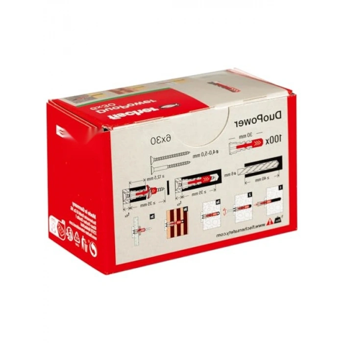 DUOPOWER 6x30 Dübel Seti - 100 Adet