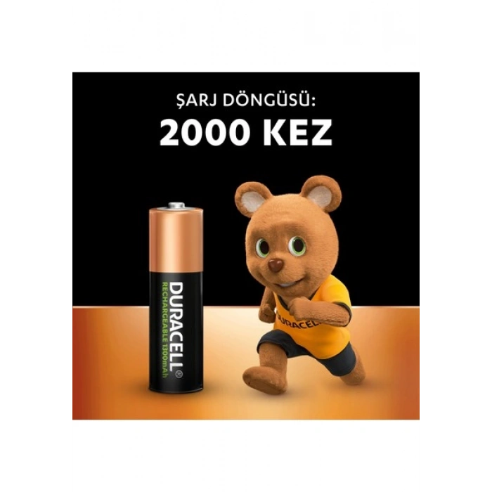 Duracell AA Şarj Edilebilir Pil (2li Paket), 1300 mAh NiMH, 2000 şarj döngüsü, önceden şarj edilmiştir, Uzun Ömürlü Güç
