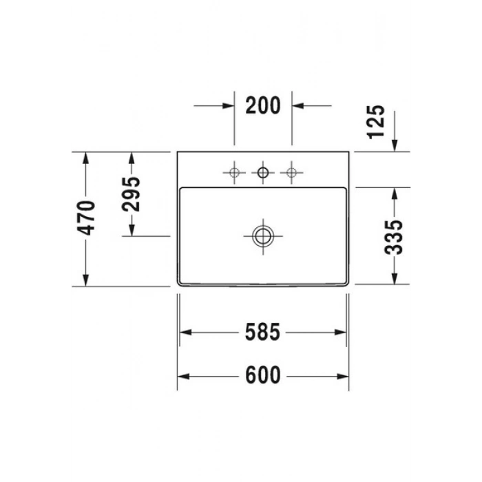 Duravit Durasquare Duraceram Batarya Banklı Çanak Lavabo 60 x 47 cm