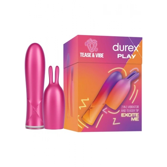 Durex 2’si 1 Arada Vibratör ve Uyarıcı Başlık – Çoklu Titreşim Modu, Su Geçirmez Silikon, Ergonomik Tasarım