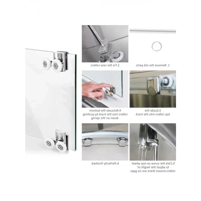 Duşa Kabin Teker Seti - 4 Adet Krom Tekerlek