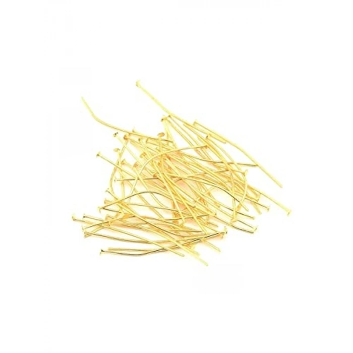 Düz Başlı Takı ve Tesbih Çivisi Seti, Gold Renk 50 Adet