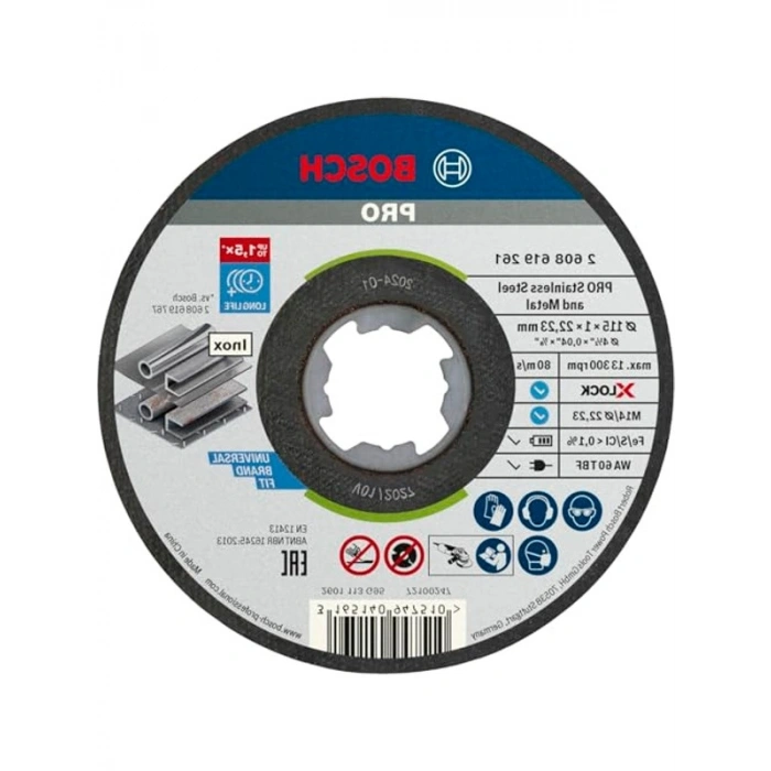 Düz Kesme Diski Seti, Ø115 mm, Inox ve X-LOCK Uyumlu