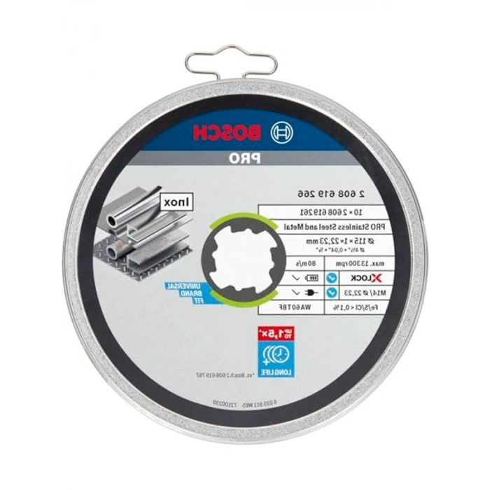 Düz Kesme Diski Seti, Ø115 mm, Inox ve X-LOCK Uyumlu