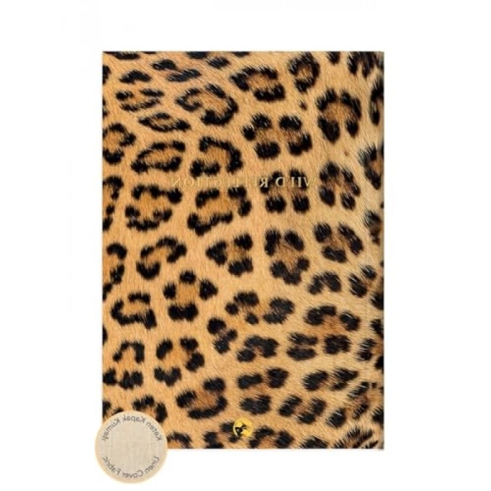 Düz Leopar Desenli 17x24 cm Keten Ciltli Defter