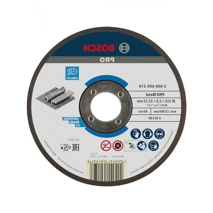 Düz Metal Kesme Diski, 115x2.5 mm, Yüksek Performans