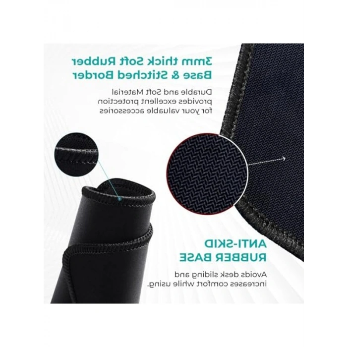 Düz Siyah Kauçuk Kaymaz Mouse Pad, 90x40 cm Ebatında