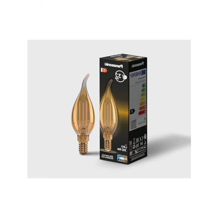 E14 FLAME 4W 360LM 2000K Gold Filament Ampul, Enerji Tasarruflu