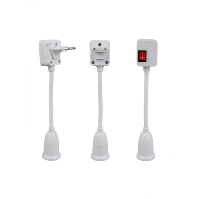 E27 Duy Dönüştürücü - Açma Kapama Anahtarlı, Oynar Başlıklı