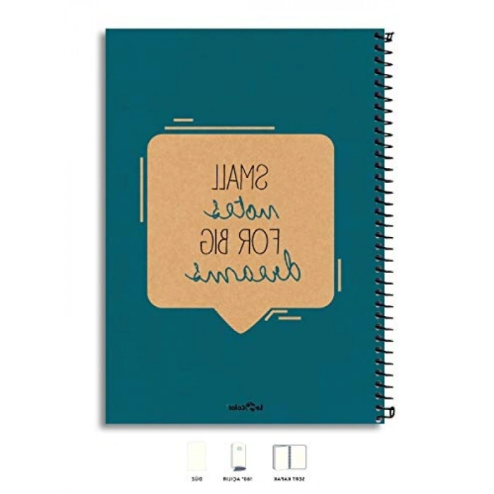 Eco Kraft Sert Kapaklı Spiralli Defter - 200 Sayfa, Mavi