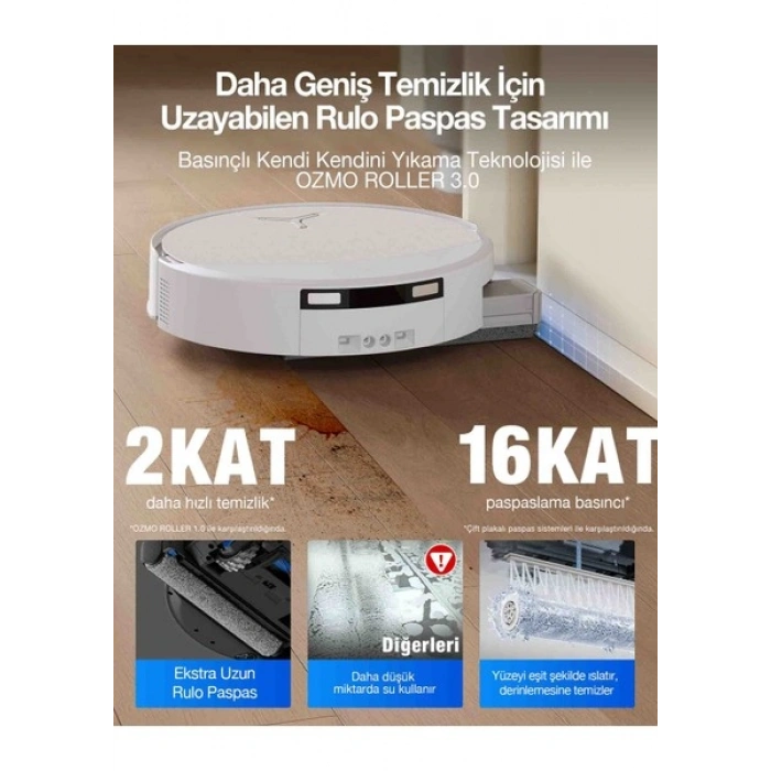 Ecovacs Deebot T90 Omni Robot Süpürge ve Paspas, 30.000PA Güçlü Emiş, Zerotangle 4.0​