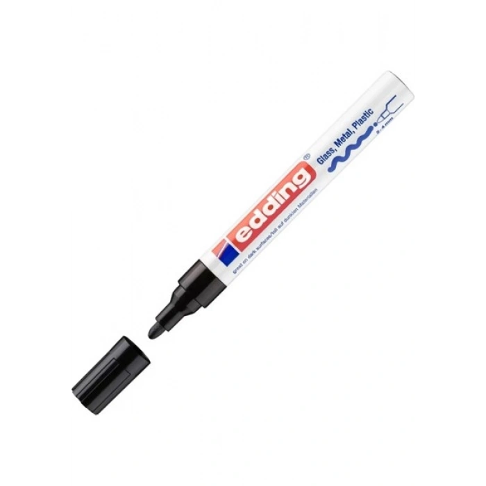 Edding 750 Siyah Boya Dekor Marker Kalemi 2-4 mm Çizgi Kalınlığı Renkli Yüzeyler İçin