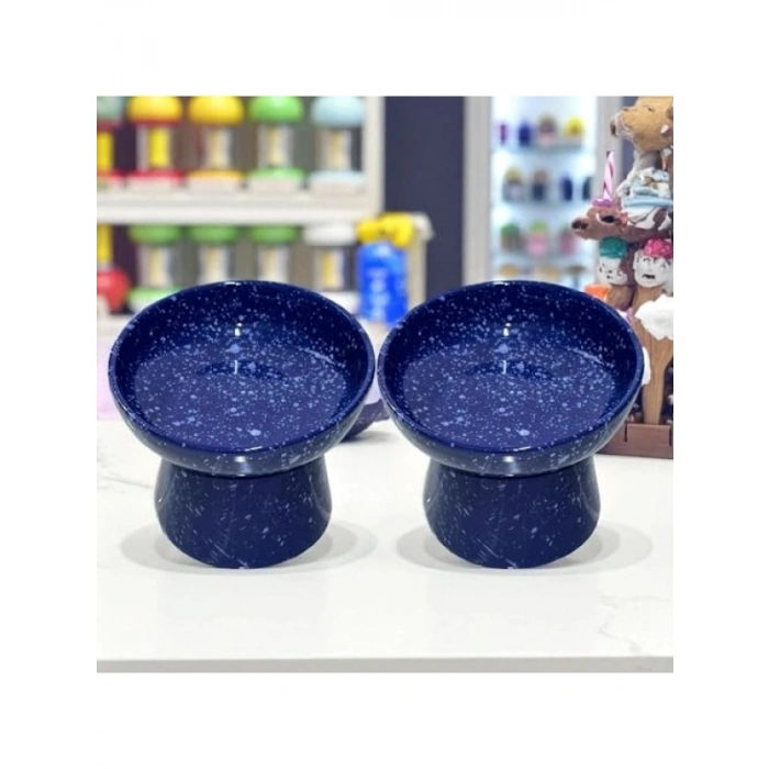 Eğimli Yüksek Seramik Mama ve Su Kabı - Ergonomik Tasarım