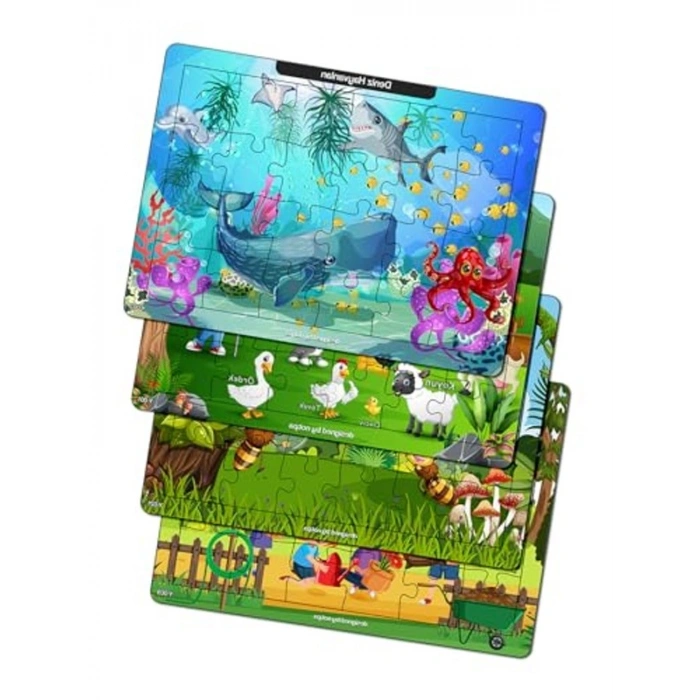Eğitici Ahşap Puzzle Seti, 24 Parça ile 3 Yaş Üzeri
