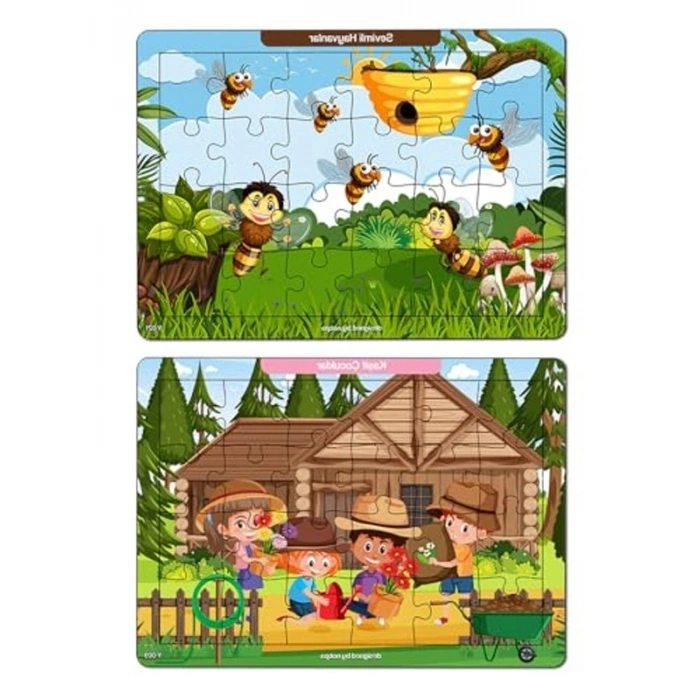 Eğitici Ahşap Puzzle Seti, 24 Parça ile 3 Yaş Üzeri