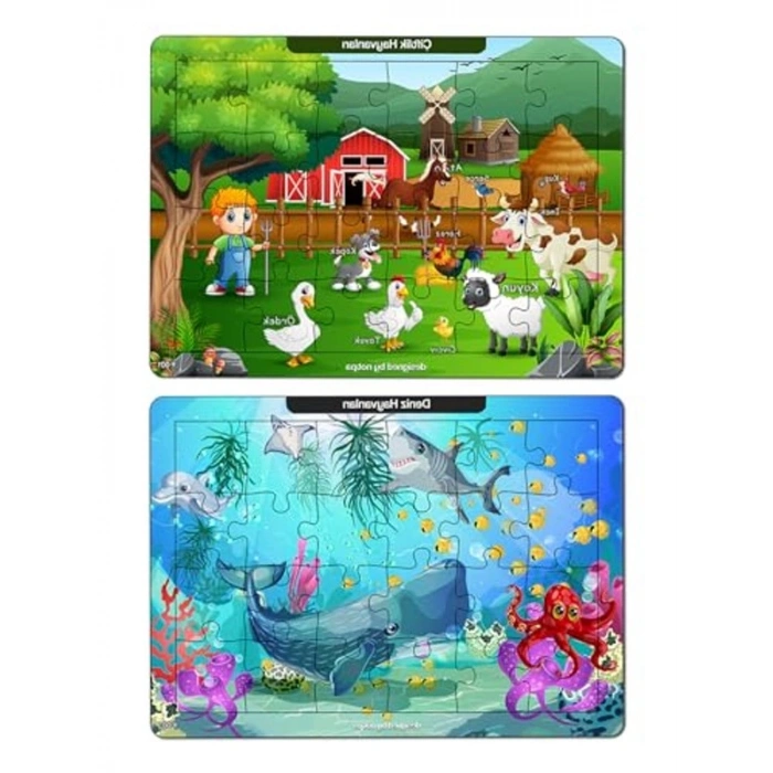 Eğitici Ahşap Puzzle Seti, 24 Parça ile 3 Yaş Üzeri