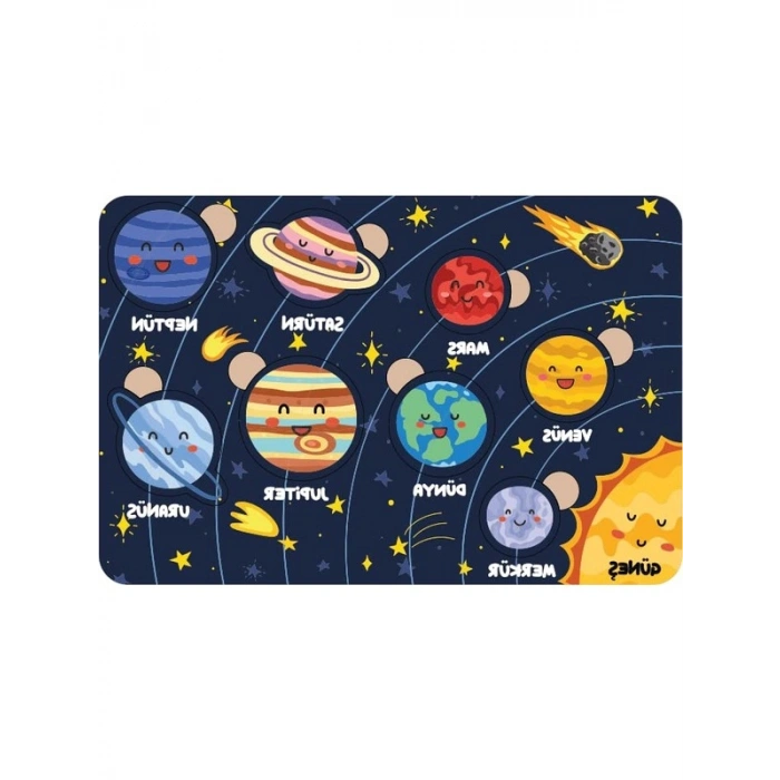 Eğitici Ahşap Puzzle Seti, Çocuklar İçin Gezegen Temalı