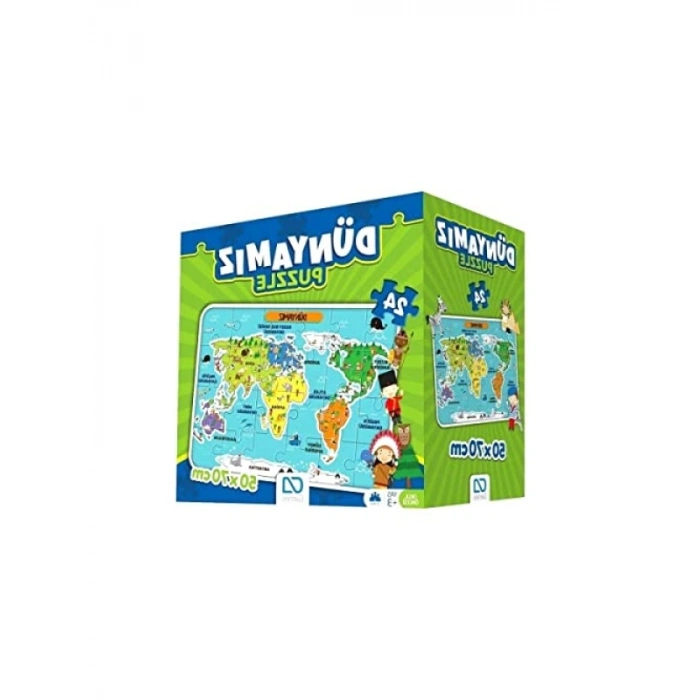 Eğitici Dünya Haritası Puzzle, 24 Parça