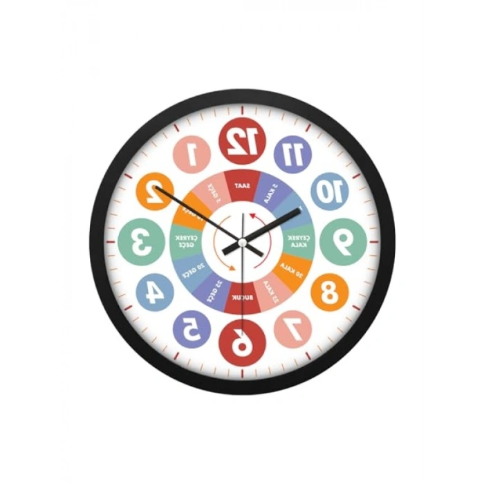 Eğitici Duvar Saati - 30 cm, Sessiz Mekanizma