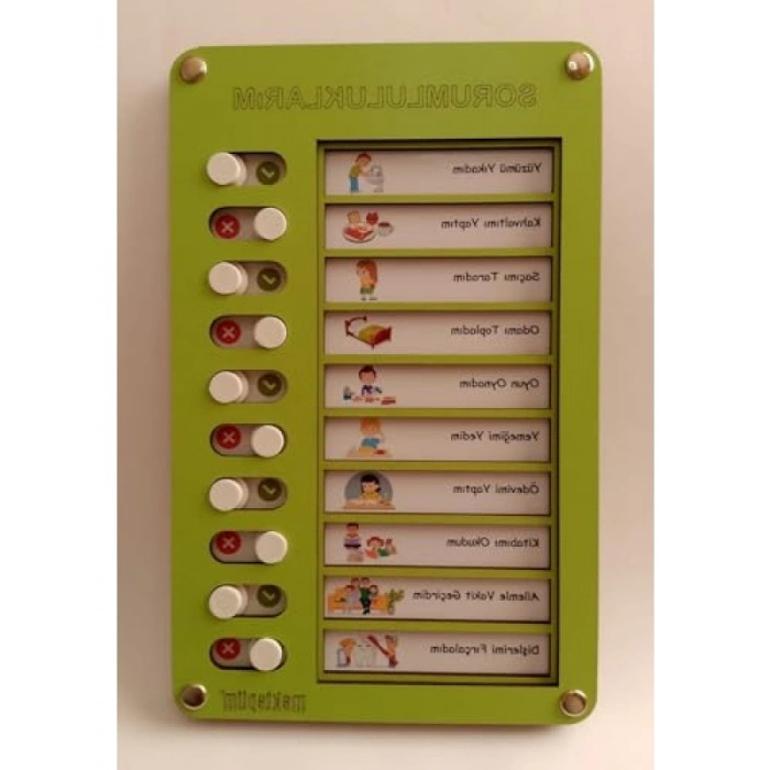 Eğitici Günlük Rutin Kontrol Listesi - Yeşil