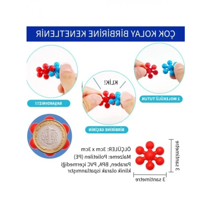 Eğitici Molekül Oyuncak Seti - 120 Parça, 5 Renk Seçeneği