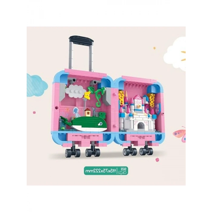 Eğitici Pembe Valiz Yapı Blokları Seti - 519 Parça