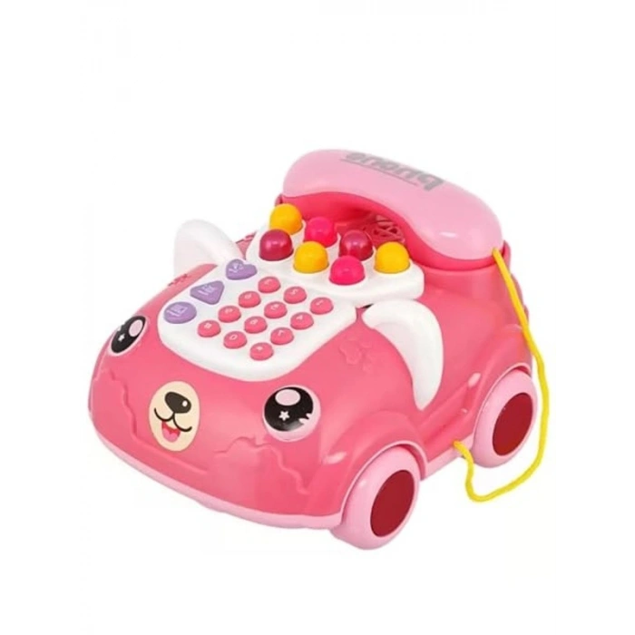 Eğitici Sesli ve Işıklı Oyuncak Telefon, Pembe Renkli İlk Telefon