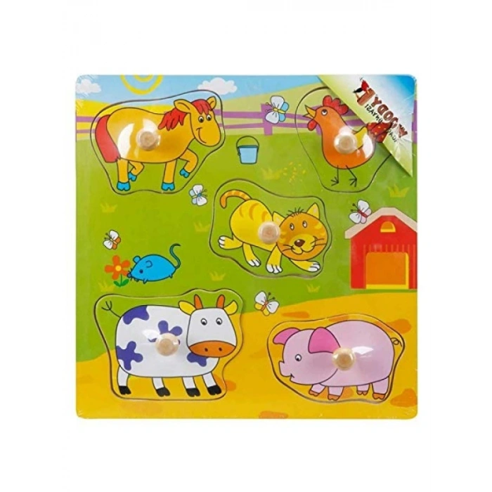 Eğitici Tahta Bultak Raptiyeli Puzzle - 5 Parça