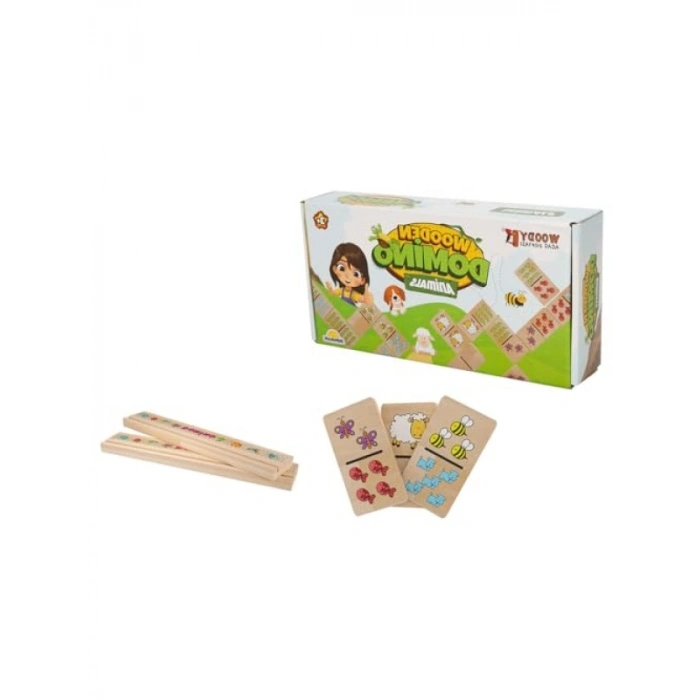 Eğitici Tahta Domino Oyun Seti - Hayvan Temalı