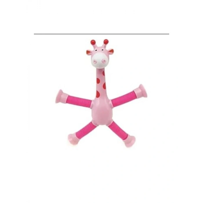 Eğitici Vantuzlu Zürafa Teleskobik Oyuncak, Pembe Renk