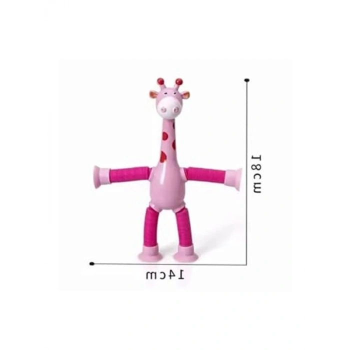 Eğitici Vantuzlu Zürafa Teleskobik Oyuncak, Pembe Renk