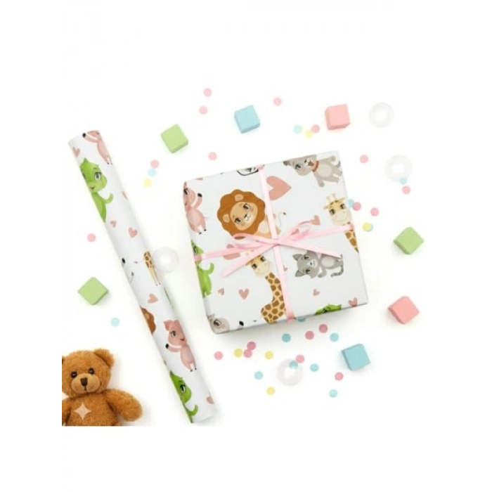 Eğlenceli Tema ile Premium Hediye Paketleme Kağıdı - 2li Set, 70x100 cm