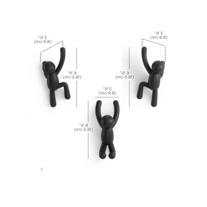 Eğlenceli ve Fonksiyonel Duvar Askısı, 3lü Set, Siyah