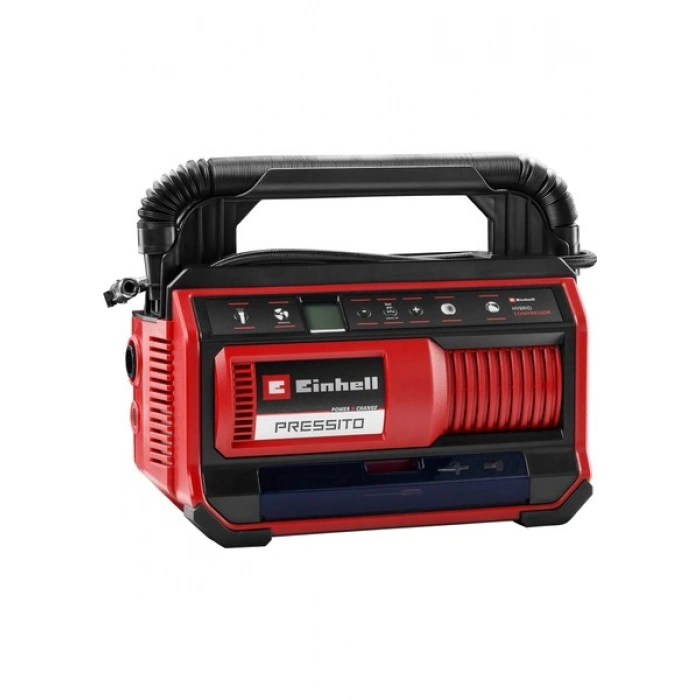 Einhell PRESSITO 18/25 Power X-Change Hibrit Kompresör (18 V, Güç Kablosu veya Akü ile Çalışır, Maks. 11 bar, 4-parçalı Adaptör Seti ve 2 Hortum dahil, Akü dahil değildir) - 4020430
