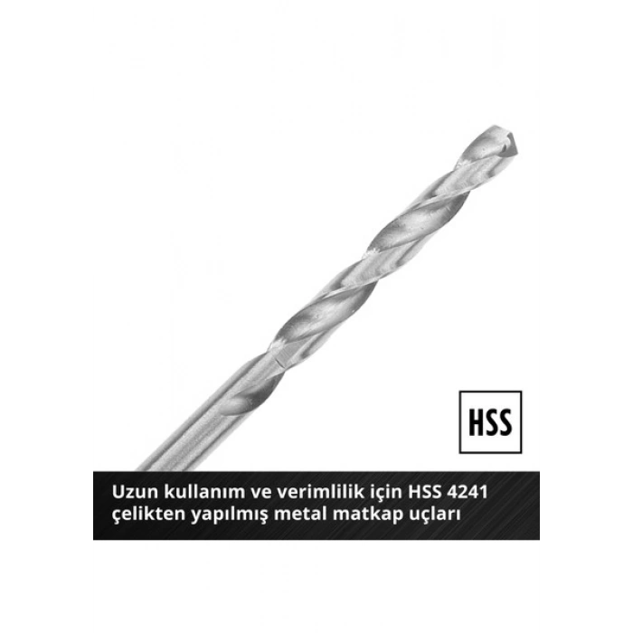 Einhell S-CASE 10 Parça Metal Matkap Ucu Seti (HSS 4241 Çelikten Yapılmış, E 6.3 Sap, 135° Bölünmüş Nokta Uç, Rulo Halinde Haddelenmiş N Tipi Spiral, Saklama Kutusu Dahil)