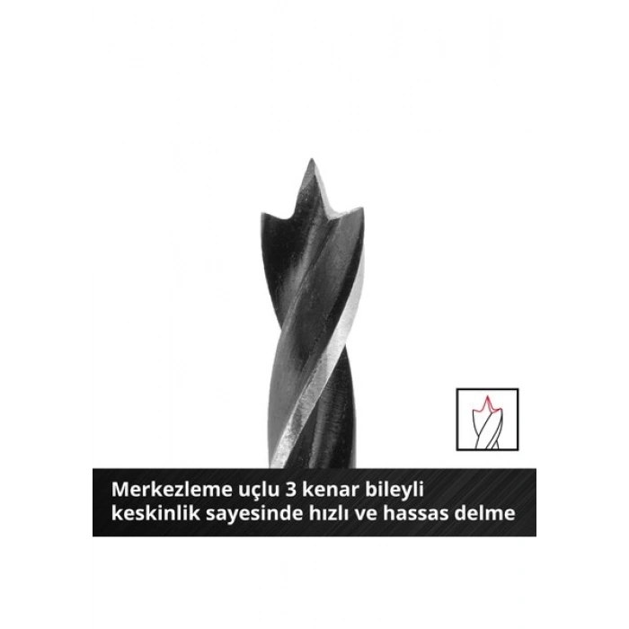 Einhell S-CASE 10 Parçalı Ahşap Matkap Ucu Seti (Çift Spiral, Haddelenmiş C45 Takım Çeliğinden Yapılmış, E 6.3 Sap, 3 Noktalı Taşlanmış Bağlantı, Merkezleme Ucu Dahil Saklama Kutusu)