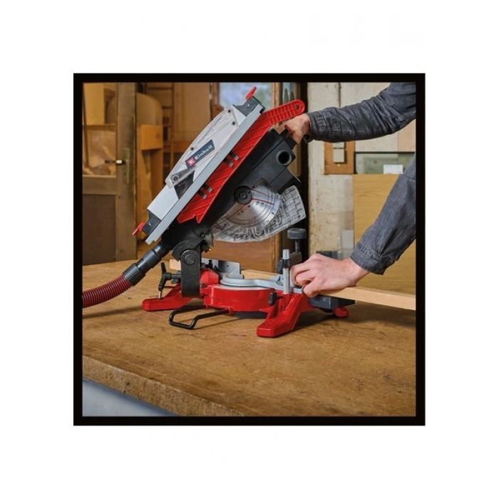 Einhell Tablalı Gönye Testere TE-MS 216 T (1500 W, max. 55 mm x 120 mm kesme derinliği/genişliği, Ø 216 mm testere bıçağı, lazer, masa testere fonksiyonu) - 4300335
