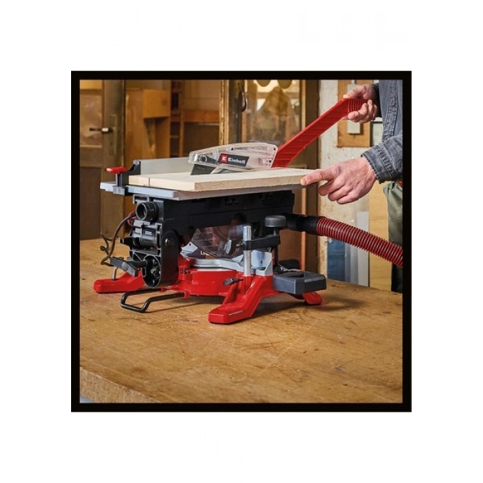 Einhell Tablalı Gönye Testere TE-MS 216 T (1500 W, max. 55 mm x 120 mm kesme derinliği/genişliği, Ø 216 mm testere bıçağı, lazer, masa testere fonksiyonu) - 4300335