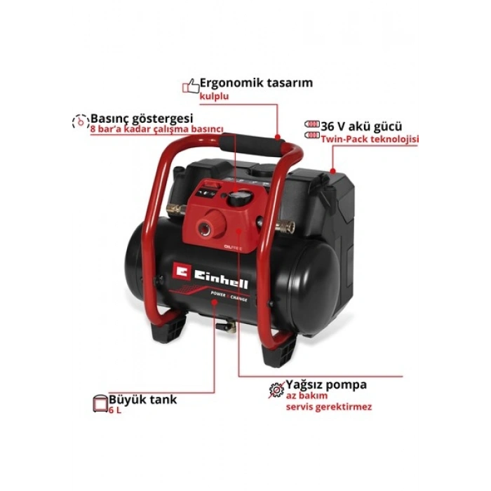 Einhell TE-AC 36/150 Li OF - Solo, Akülü Kompresör - 4020415