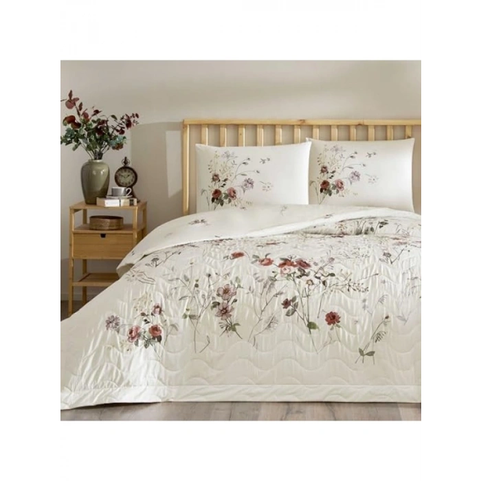 Ekru Renkli Çift Kişilik Pamuk Nevresim Takımı