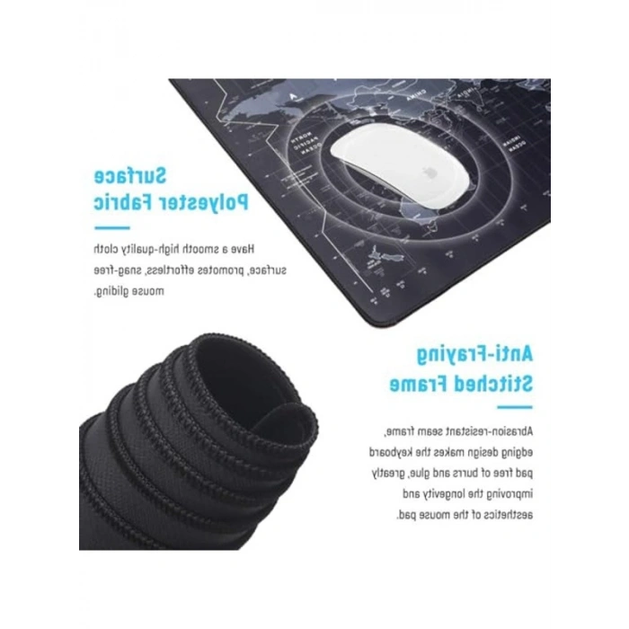 Ekstra Büyük Dünya Haritası Mouse Pad, Kaymaz Kauçuk Taban