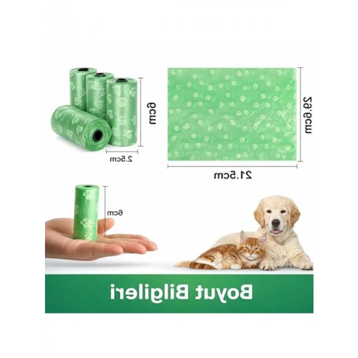 Ekstra Kalın Köpek Atık Poşeti - 8li Set, Sızdırmaz ve Kolay Kopar