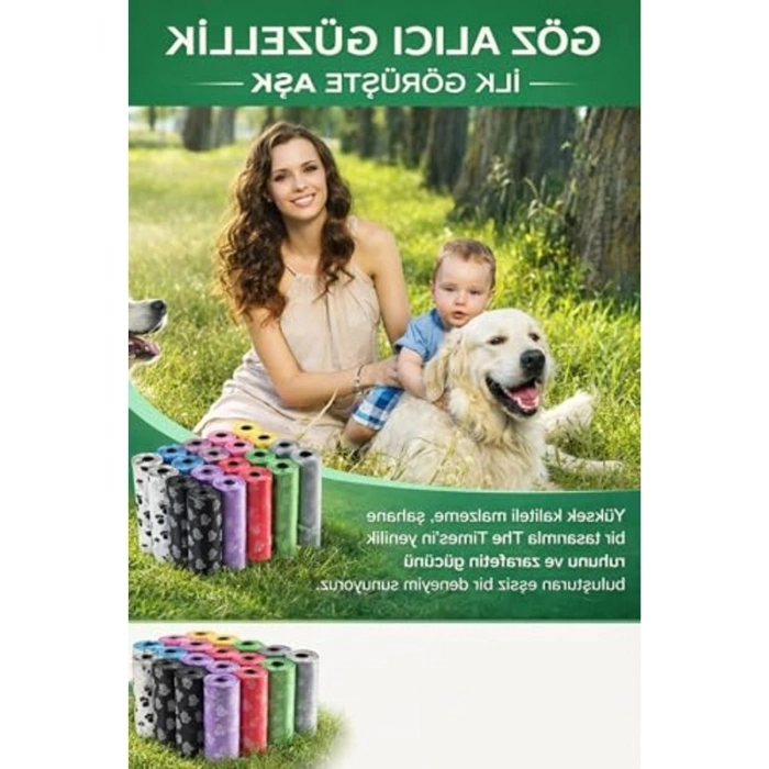 Ekstra Kalın Köpek Atık Poşeti - 8li Set, Sızdırmaz ve Kolay Kopar