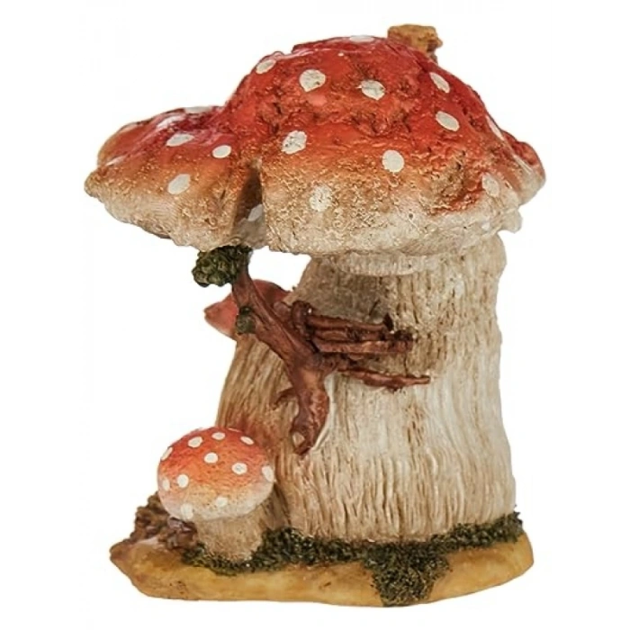 El Boyaması Kırmızı Mantar Peri Evi, Minyatür Bahçe Dekoru